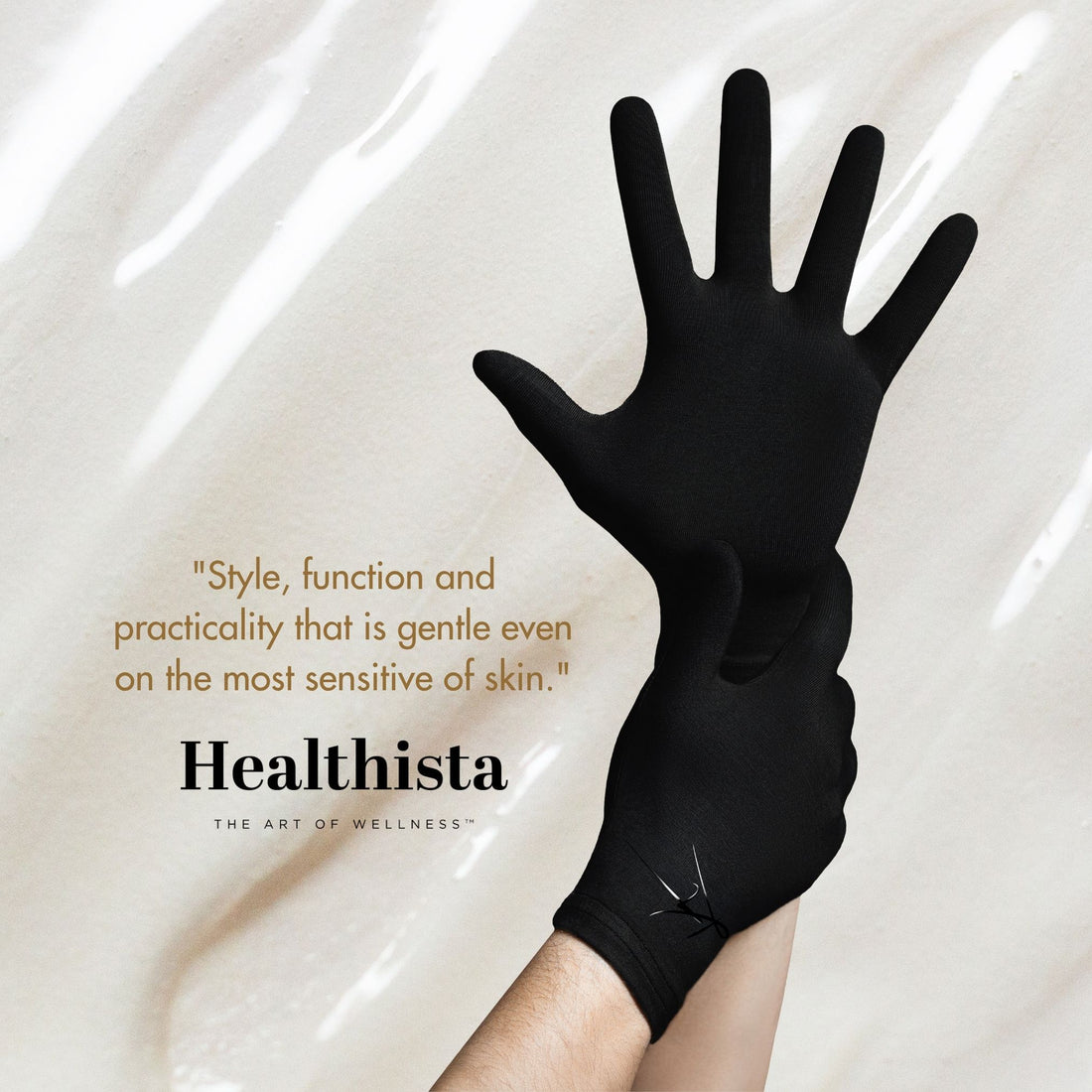 Premium bamboo wellness gloves for sensitive, eczema prone and dry skin, lightweight, breathable, hypoallergenic and temperature-regulating hand-care gloves designed for comfort, moisturising rituals and daily wear; soft, silky, second-skin fabric that soothes irritation and supports skin health with elegant, unisex style.