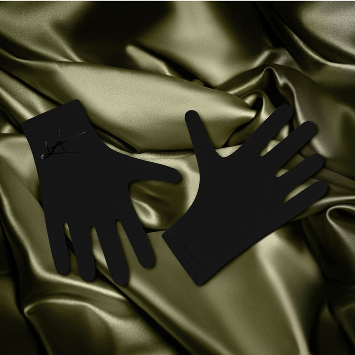 Kalmthread unisex hypoallergenic soft breathable lightweight organic black and beige bamboo gloves made for sensitive skin and eczema relief