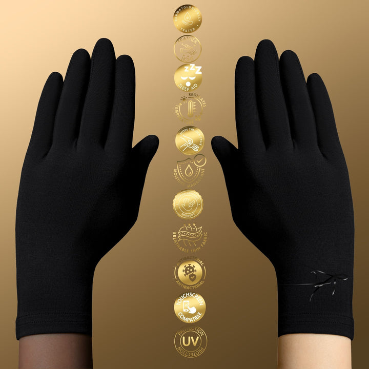 KALMTHREAD breathable organic bamboo soft gloves for sensitive skin, designed to bring comfort to adults and children with dry or eczema-prone hands