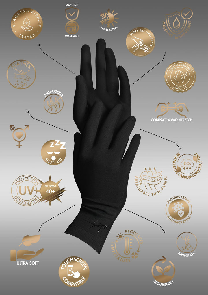 KALMTHREAD breathable organic bamboo soft gloves for sensitive skin, designed to bring comfort to adults and children with dry or eczema-prone hands