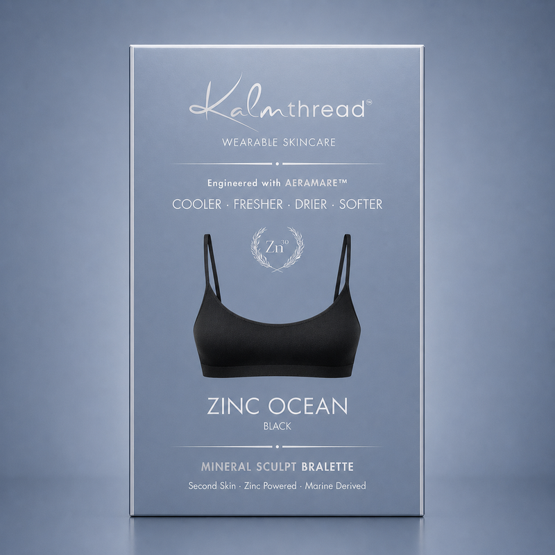 Kalmthread, ultra-premium mineral-infused micro modal bralette for sensitive skin, breathable, moisture-wicking and odour control, soft second-skin fit, anti-chafing, lightweight and irritation-free daily wear.